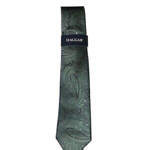 Haggar Mens Paisley Sage Green Tie One Size 100% Polyester New With Tags Stylish
